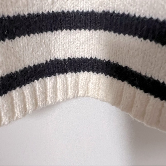 J. Jill Striped Longline Open Sweater Cardigan Knit Coastal Grandma Cream/Navy - Picture 13 of 15